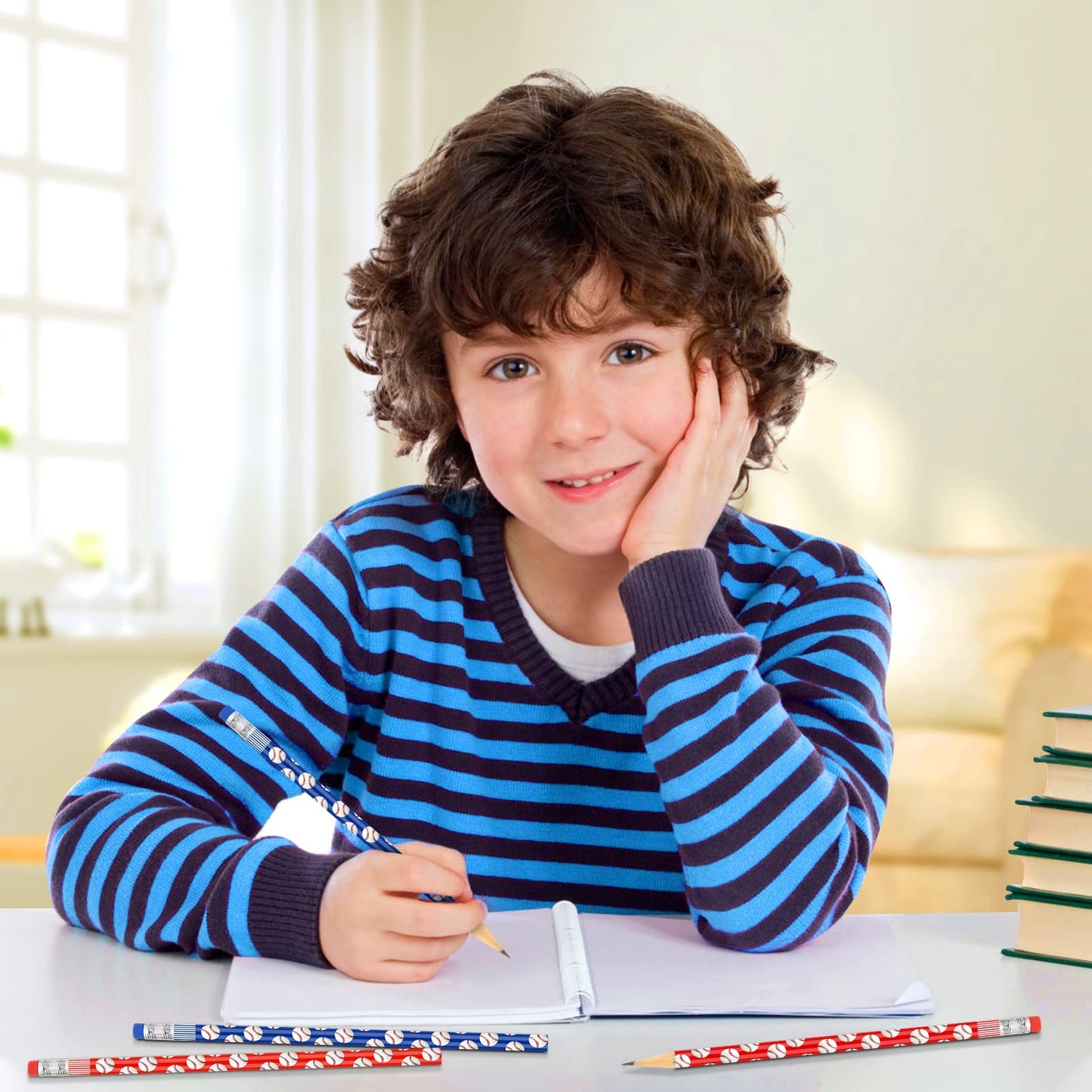 RUMIA 36 Pcs Baseball Pencils for Kids Fun Wooden Pencils with Eraser for Baseball Party Favors for Baseball Birthday Party Stud