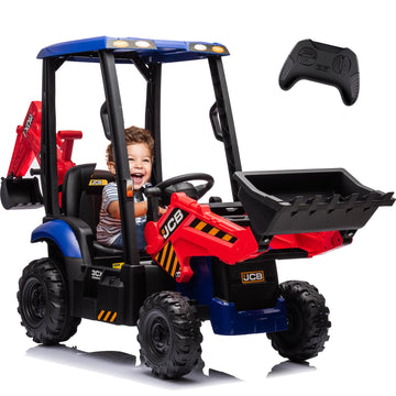 Btmway 12V Jcb Ride On Excavator,Kids' Electric Vehicles With Remote Control,Various Accessories,Sand Digger And Backhoe Shovel