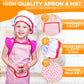 FUNERICA Kids Apron and Chef Hat Set for Girls and Boys. For Pretend Role Play, Cooking, Baking, Painting, and Gardening. Featur