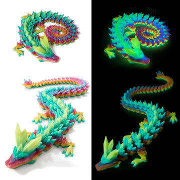 Meet Gladness 30 In 3D Printed Dragon, 30Inch Dragon,3D Dragon Toy,Large Dragon Present,Ariculated Crystal Dragon(Luminous Rainb