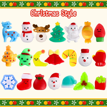 Christmas Goodie Bag Stuffers, 42 Pcs Christmas Squishies Toys For Kids Squishies Bulk Toy Mochi Fidget Stress Relief Toy For Stocking Stuffers Christmas Party Favors Xmas Gifts