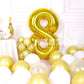 Aule 40 Inch Big Gold 8 Balloon Number Large Foil Helium Number Balloons 0-9 Jumbo Giant Happy 8Th Birthday Party Decorations Fo