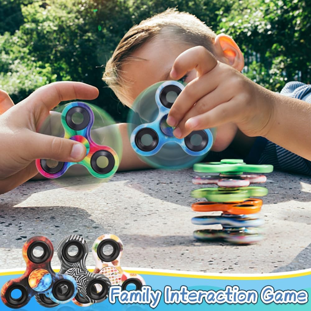 12PCS Fidget Spinner Toy Pack for Kids mature-themeds  Metal Tri-Spinner Fidget Toy Set  Hand Spinner for Stress Relief  Holiday Stocking Stuffer  Party Supplies Goodie Bag Stuffers Classroom Prizes