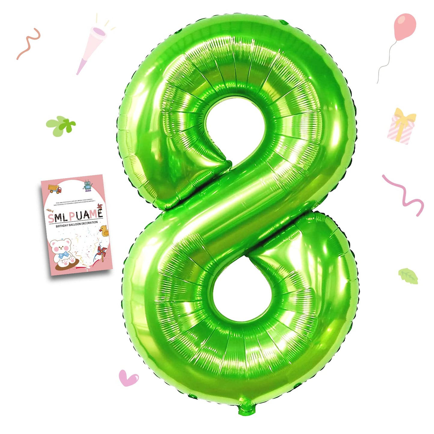 Smlpuame 40 Inch Number Balloon 0-9 Green Large Number 8 Balloons,Digital Balloons For Birthday Party Celebration Decorations Su