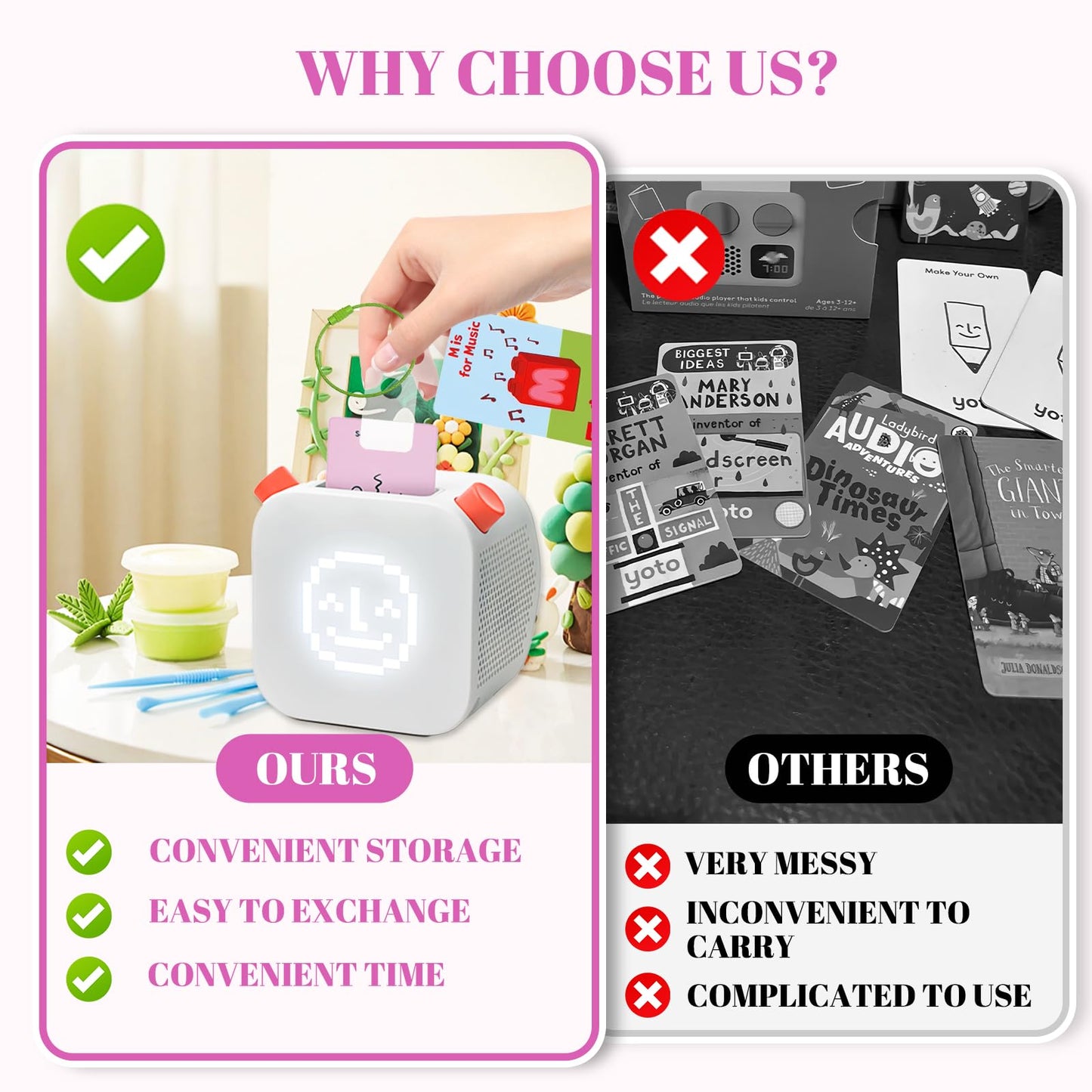 Gjulrfu Card Case For Yoto Cards, Hard Portable Card Case With Zipper & For Yoto Card Keyring Loop Holder Card Tabs, Travel Carr