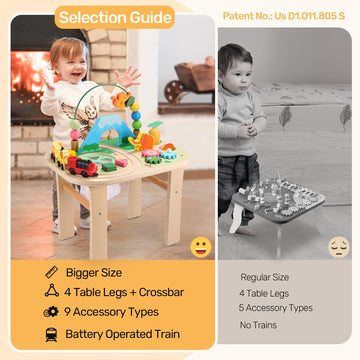 oathx 9-in-1 Wooden Activity Table for 1+ Year Olds, Multi-colored Montessori Toys, Bead Maze, Shape Sorter, Toddler Gifts