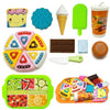 DZLING Little Chef Pretend Play Dessert Set  Kids Toy Cake & Pastry Playset with Ice Cream, Cookies, Chocolate & Juice Cup, Rol