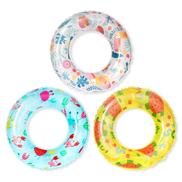 Mulic Inflatable Pool Floats For Kids Children - 3 Pack Swim Ring Tube Toys For Swimming Pool Outdoor Beach Party