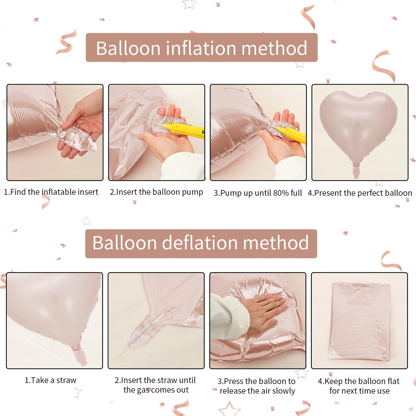 Baby Pink Heart Balloon, 10Pcs Pink Foil Heart Balloons, 18Inch Pastel Pink Heart Shape Balloons Helium Birthday Party Decoratio