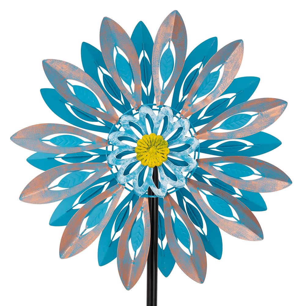 Viveta Wind Spinners,18 * 81'' Large Outdoor Wind Spinner,Double-Side Wind Sculpture With 4 Sturdy Stake,Metal Windmill For Yard