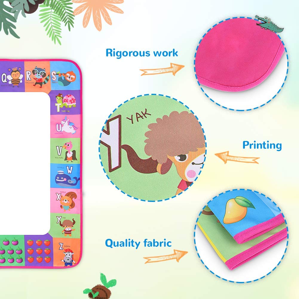 Water Doodle Mat - Kids Painting Writing Doodle Toy Board - Color Doodle Drawing Mat Bring Magic Pens Educational Toys For Age 3 4 5 6 7 8 9 10 11 12 Year Old Girls Boys Age Toddler Gift (Pink)