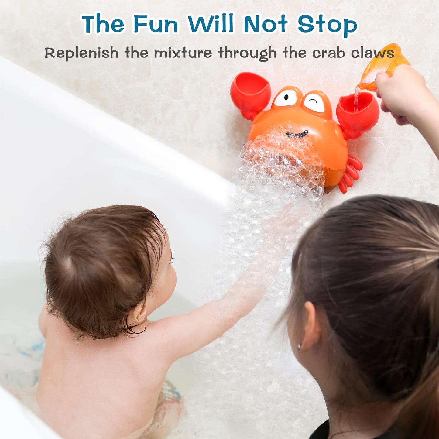 Kindiary Bath Toy, Crab Bath Bubble Maker For Baby, Toddlers 1-3, Infants, Kids, Automatic Bubbles Machine Blower For Bathtub, Battery Operated