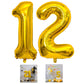 12 Number Balloon Gold 40 Inch Big Foil Mylar 12Th Balloons For 12 Year Old Boy Girl Birthday Party Decorations Wedding Annivers