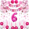 Sweet 6Th Birthday Decorations For Girls, Pink And White 6 Happy Birthday Balloons,6Th Birthday Party Supplies For Daughter Her