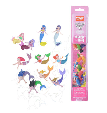 Wild Republic Mermaid Figurines Tube, Mermaid Toys, Underwater, Sirens, Kids Gifts, 10-Piece