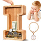 SummiDate Wooden Letter Piggy Bank| Piggy Bank for Boys Girls Toddler| Alphabet I Money Bank| Coin Bank Birthday Gift for Kids|Birthday Gift for Kids (I)