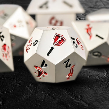 Banloga 7Pcs Metal Dice Set For Dungeons And Dragons,Class Icons Dice,Role Playing Board Games Accessories (Silver)