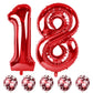 Lingqiang Red Mylar Foil Balloons Set - 40" Number 1 & 8, Self-Inflating, 18th Birthday Party Decorations, Durable Rubber Material