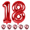 Lingqiang Red Mylar Foil Balloons Set - 40" Number 1 & 8, Self-Inflating, 18th Birthday Party Decorations, Durable Rubber Material