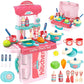 Exegi Enterprise 3 in 1 Kitchen Suitcase for Kids Mini Kitchen Play Set Portable Cooking Suitcase Toys Mini Kitchen Play Set for