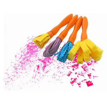 READY 2 LEARN Triangle Grip Mini Texture Wands - 4 Easy to Grip Paint Brushes for Toddlers and Kids - Set 1 - DIY Patterns and E