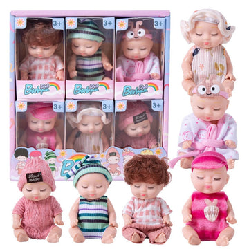 Tisden 4 Inch Mini Baby Dolls 6Pcs Set Cute Realistic Baby Dolls Toys With Handmade Doll Clothes For Suitability Kids 3 And Up H
