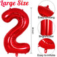 Red Number 2 Balloon 40 Inch, Big Large Foil Helium Number Balloons, Jumbo Giant Mylar Number 2 Balloons For 2 Year Old Birthday
