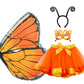 D.Q.Z Fairy Butterfly-Wings Costumes For Girls Dress Up Clothes Rainbow Tutu Mask Headband Role Play Toys For Girl 3-8 Gift (Ora