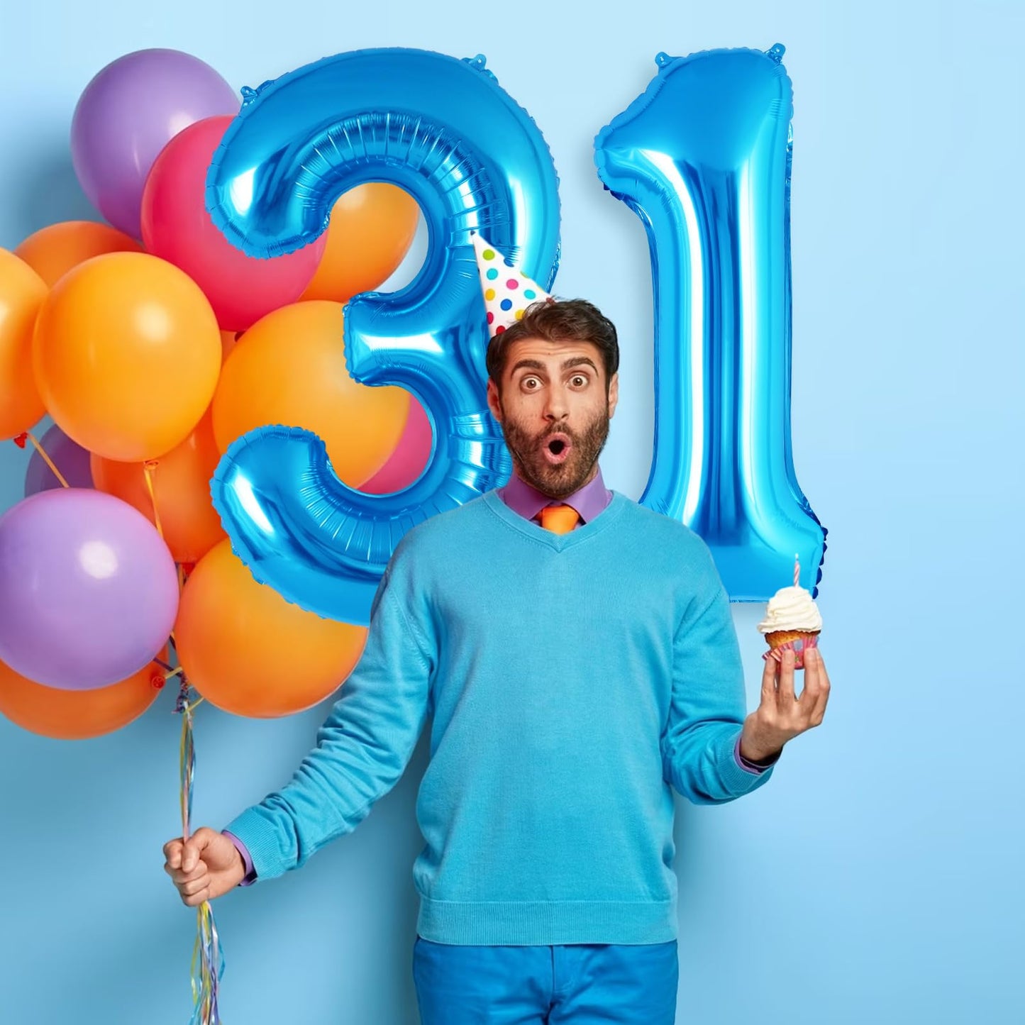 Blue Number 1 Balloon 40 Inch, Big Large Foil Helium Number Balloons, Jumbo Giant Mylar Number 1 Balloons For 1 First Birthday P