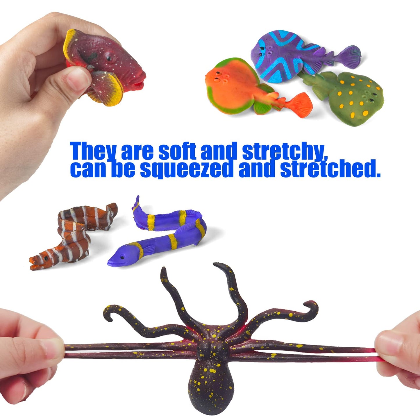 12 Pack Color Changing Sea Animal Toys,Change Color Ocean Animals,Mold Free Bath Toys For Toddlers Kids Ages 4-8,Water Table Toy