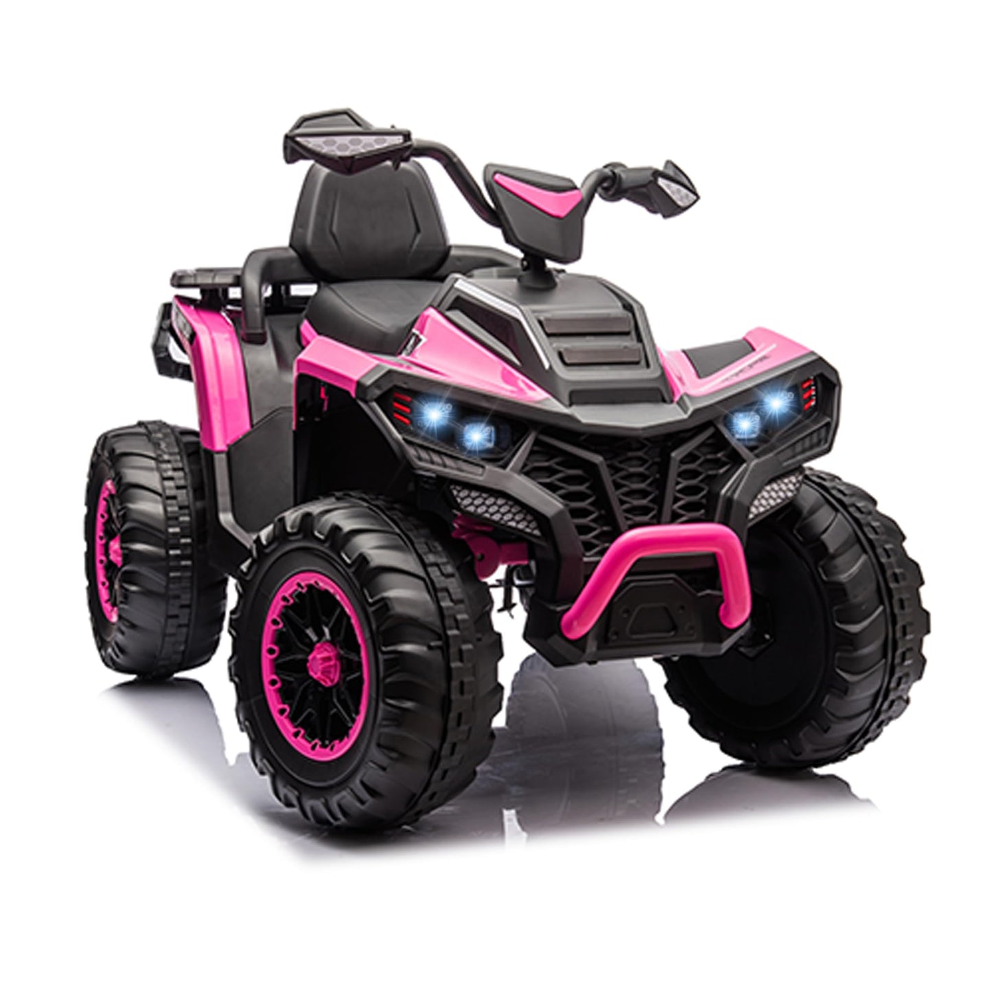 Kids ATV 4 Wheeler, 24V 4WD Electric ATV Ride On Toy for Big Kid w/ 2-Seater, 4x200W Motor, 6Mph Max Speed - Pink