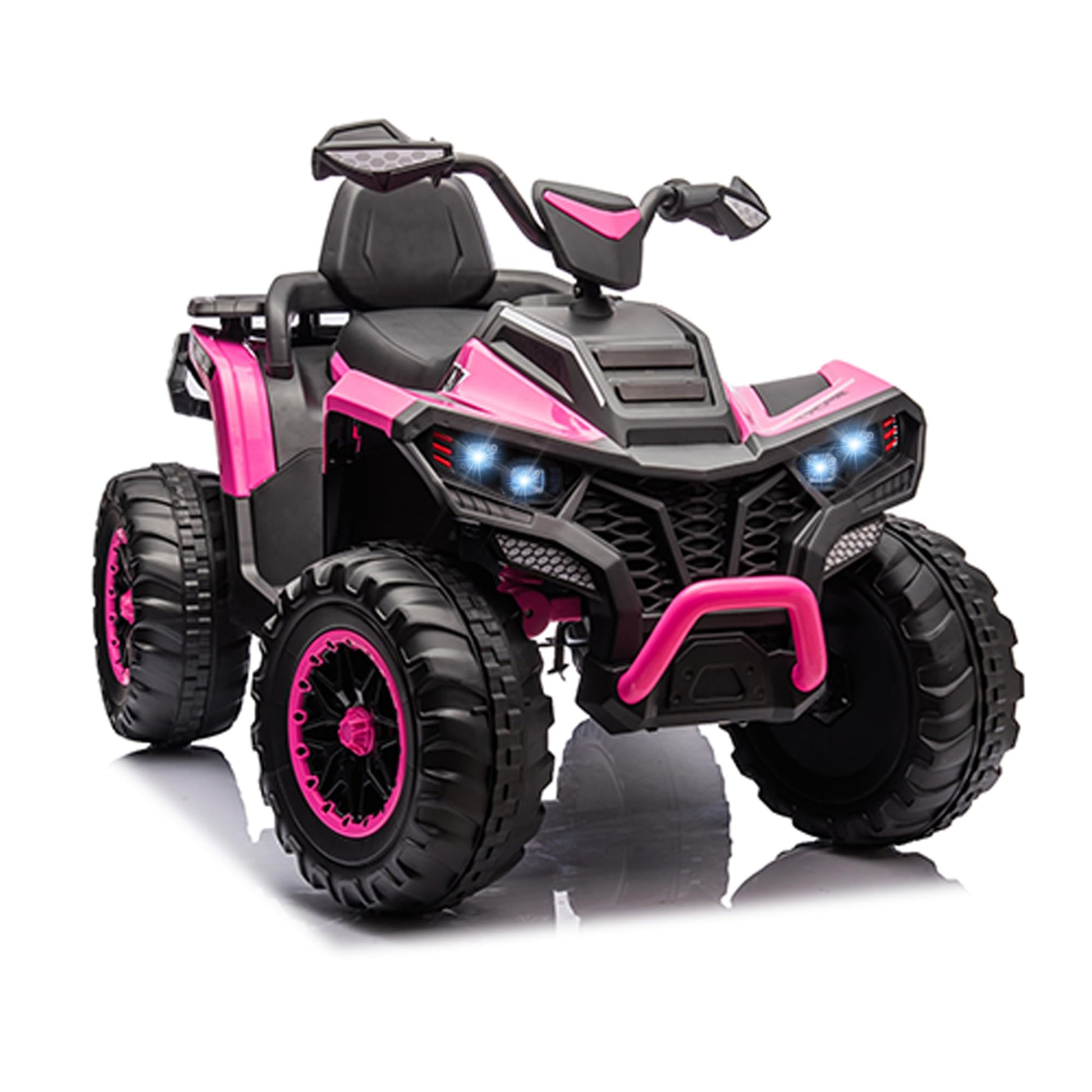Kids ATV 4 Wheeler, 24V 4WD Electric ATV Ride On Toy for Big Kid w/ 2-Seater, 4x200W Motor, 6Mph Max Speed - Pink