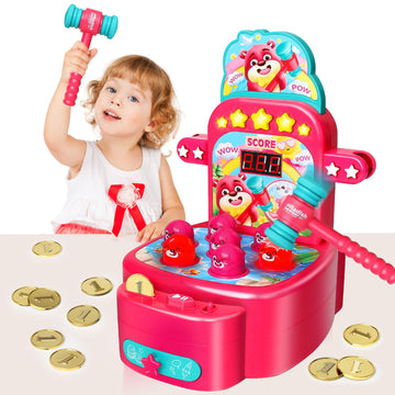 Yerloa Whack A Mole Game For Toddlers 2 3 4 5 Year Old Boy Girl Kids Easter Birthday Gift, Toys For Ages 2-4 4-6 Learning Interactive Educational Cause And Effect Toys With 2 Hammers, Music & Light