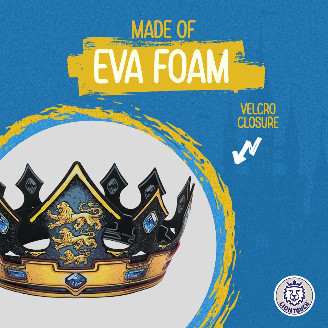 Liontouch - Triple Lion King Crown | For Kids Aged 3+ Years - Size Adjustable | Medieval Pretend Play Toy For Boys in Durable Foam | Roleplay  Dress Up  Fancy Dresses & Royal Costumes