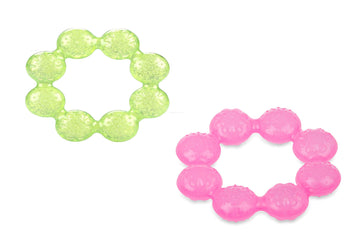 Nuby Icybite Soother Ring Teether, 2 Count (Green/Pink)