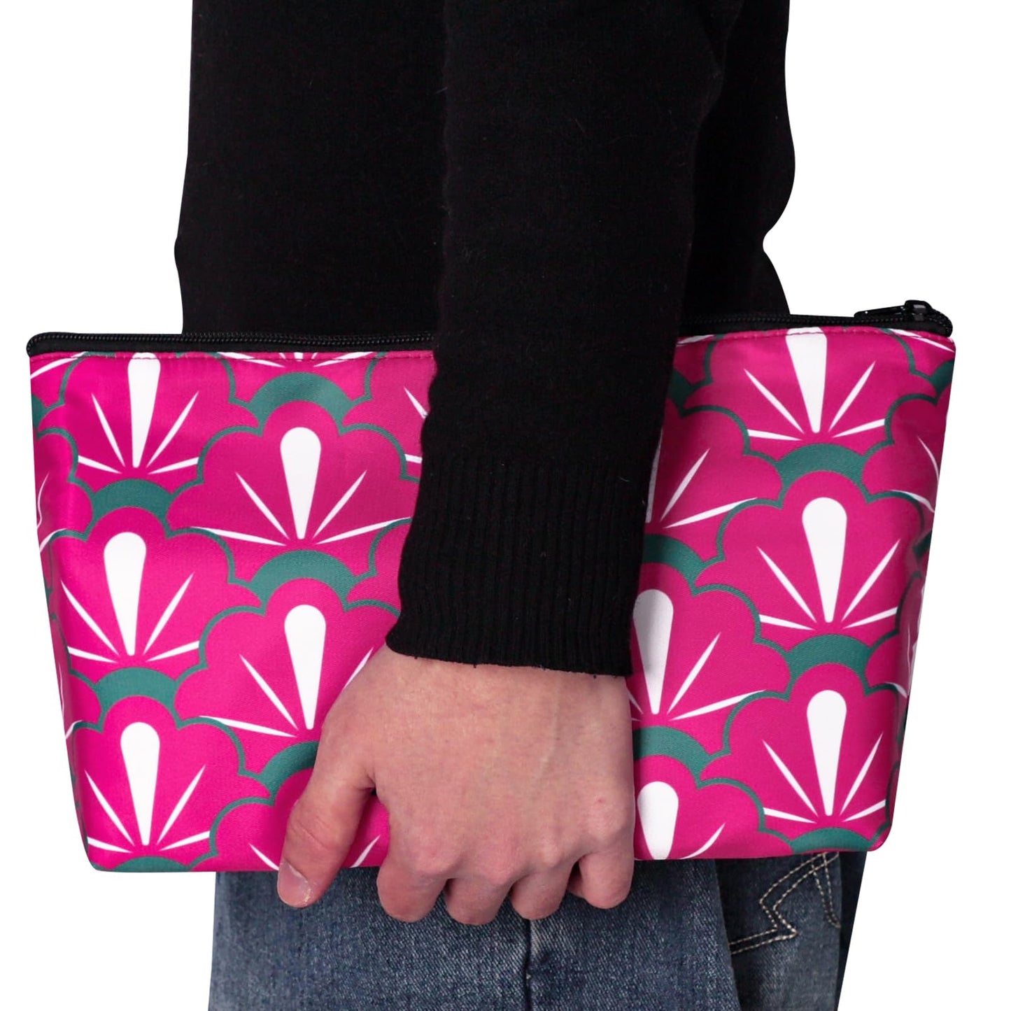 Tiasusan American Mahjong Empty Bag - Red Printed Mahjong Tile Bag (13X7 Inches,Only Case)