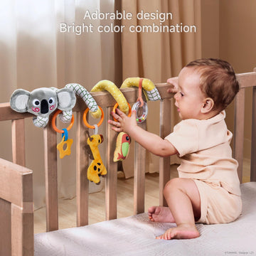 Tumama Spiral Car Seat Toys Baby Toys For 0 3 6 9 12 Months, Infant Stroller Toy Newborn Hanging Toys With Rattle, Teether