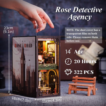 Cutebee Book Nook Kit - Diy Miniature House Dollhouse Kit For Adult And Teens, Booknook Bookshelf Decor Alley Model Build With Led Light, Gifts For Family And Friends