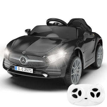 12V Kids Ride On Car With 2.4G Remote Control,Battery Powered Electric Car Ride On Vehicle Double Doors, 5 Point Safety Belt,Led Light (Sc-Black)