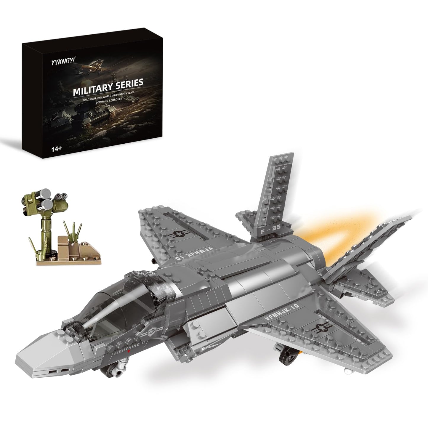 F Stealth Fighter Jet Building Block Set (597 Pieces)  Compatible With Lego Plane Set, Military Aircraft Model Kit, Gifts For K