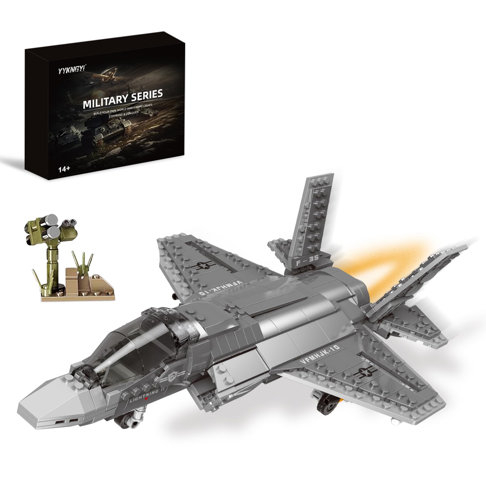 F Stealth Fighter Jet Building Block Set (597 Pieces)  Compatible With Lego Plane Set, Military Aircraft Model Kit, Gifts For K
