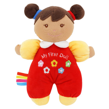 June Garden 9'' My First Doll Ava - Soft Plush Baby Doll - Red Outfit