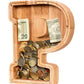 Summidate Wooden Letter Piggy Bank| Piggy Bank For Boys Girls Toddler| Alphabet P Money Bank| Coin Bank Birthday Gift For Kids|2024 Graduation Money Box (P)
