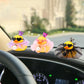 wonuu Rubber Duck Car Dashboard Decoration  Duck Car Ornament Cute Car Accessories with Mini Crown Dress Pearl Necklace Glasses  Pink Tutu Skirt