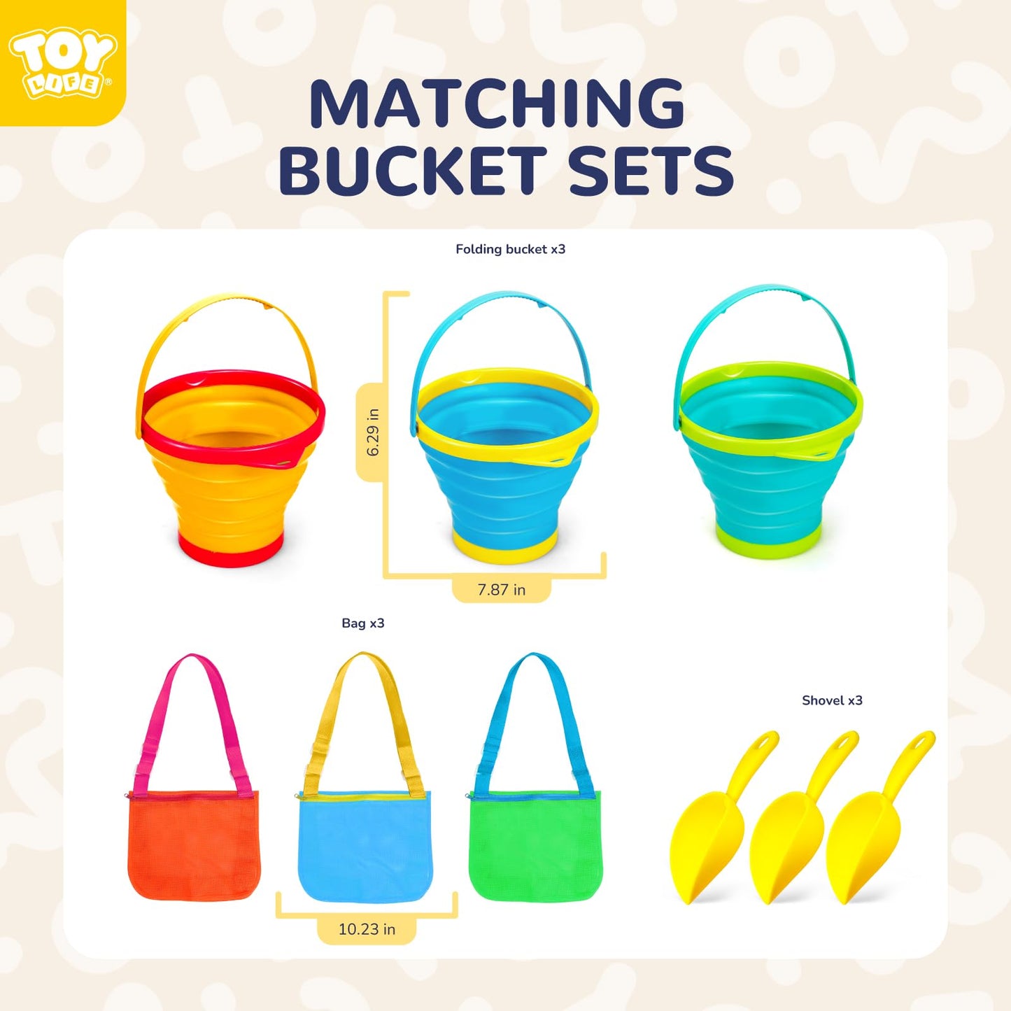 TOY Life Collapsible Beach Toys for Kids Ages 8-12 with 3 Seashell Bags, Sand Toys for Kids Ages 4-8, Toddler Beach Toys, Collap