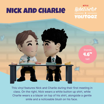 Youtooz Nick Nelson and Charlie Spring Figure, 4.6 Nick and Charlie Youtooz Figure, Detailed Collectible Heartstopper Figure by
