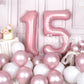 Suwen 40 Inch Pink Large 15 Number Balloons Big Foil Helium Number Balloons 0-9 Jumbo Happy 15Th Mylar Birthday Party Decoration