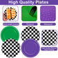 CHUNNIN 48PCS Green Purple Monster Truck Party Paper Plates for Monster Truck Themed Party Supplies 7  Checkered Racing Car Birt