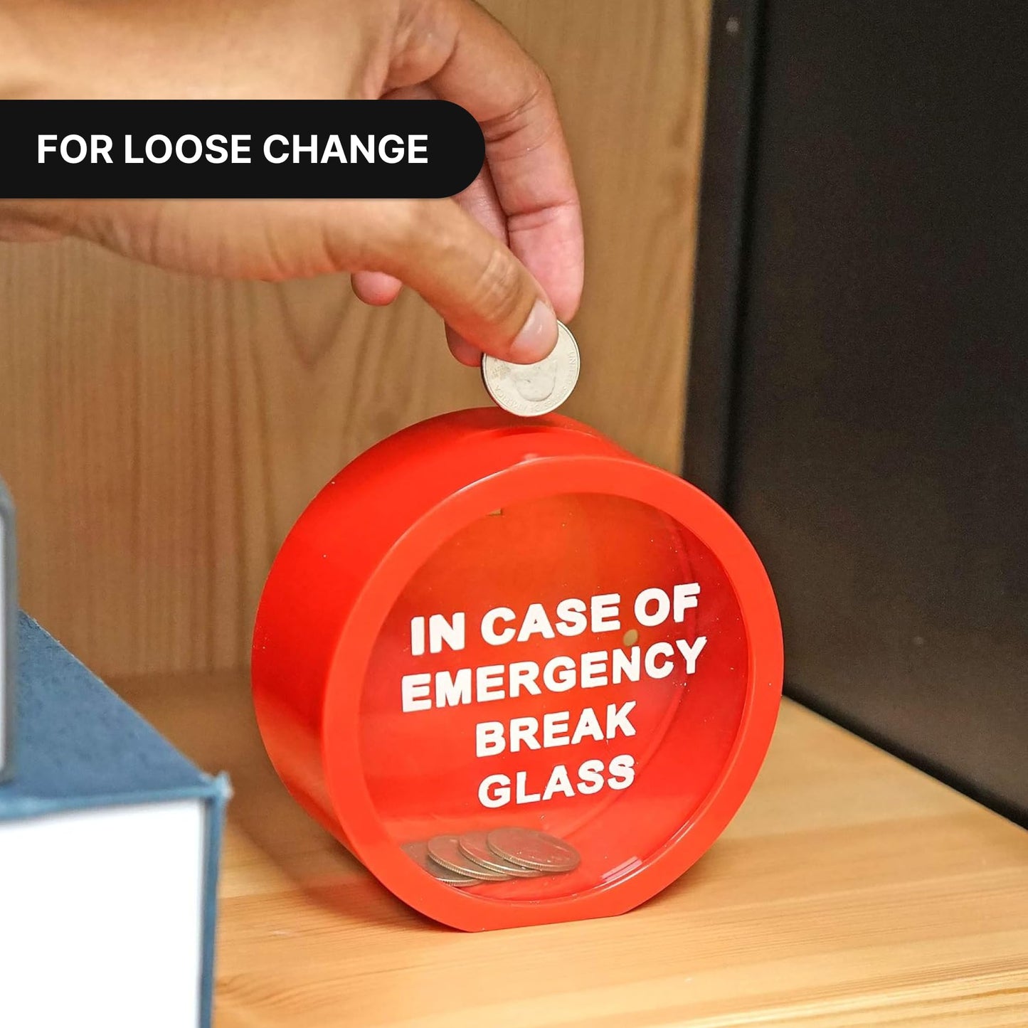 Fairly Odd Novelties Emergency Money Box Savings Bank In Case Of Emergency Break Glass Red, Fon-10111