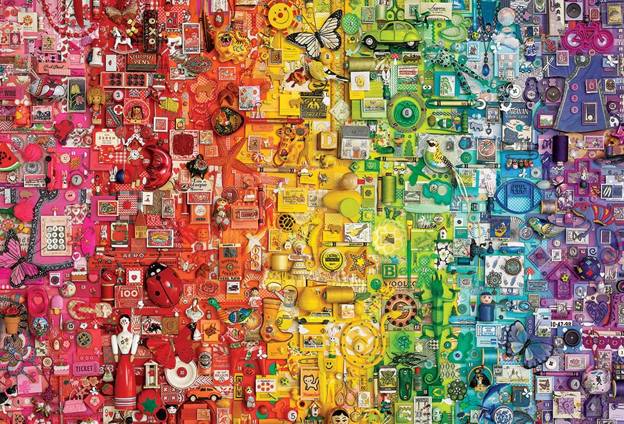 Cobble Hill 2000 Piece Rainbow Puzzle - Includes Sample Poster - 39.25 x 26.62 inches - Cardboard - Model 49001